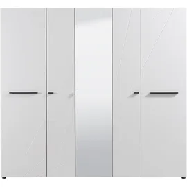 INOSIGN Kleiderschrank "Ksanti", weiß, B:223,5cm H:206cm T:55,5cm, Glas, MDF, Spanplatte, Schränke, Kleiderschrank, hochglänzende Front, mit Spiegel