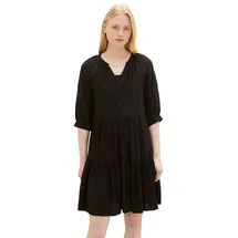 Tom Tailor Denim Kleid DOBBY BABYDOLL in Schwarz | Gr.: L