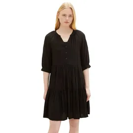Tom Tailor Denim Kleid DOBBY BABYDOLL in Schwarz | Gr.: L