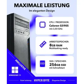 hyper byte Office PC Intel Celeron 3,5 GHz 8 GB RAM 256 GB SSD