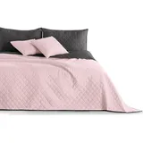 DecoKing 32909 Tagesdecke 240 x 260 rosa Graphit anthrazit grau Bettüberwurf zweiseitig Steppung pflegeleicht powderpink Charcoal Axel