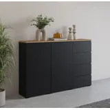 OTTO home Highboard Modo 150 x 100 x 34,5 cm Schwarz / Eiche Mauvella
