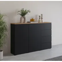 OTTO home Highboard Modo 150 x 100 x 34,5 cm Schwarz / Eiche Mauvella