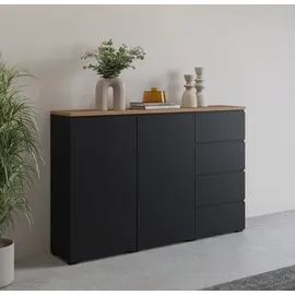 OTTO home Highboard Modo 150 x 100 x 34,5 cm Schwarz / Eiche Mauvella