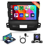 2G+64G Android Autoradio 2 Din für Mitsubishi Outlander 2/Peugeot 4007/Citroen C-Crosser 9 Zoll Autoradio mit Apple Carplay Android Auto Navi GPS WiFi Mirror Link Bluetooth FM/RDS/DAB Rückfahrkamera