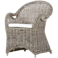 Möbel Kraft Sessel Hiding Rattan 64 x 88 x 67 cm Grau mit Kissen