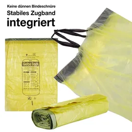 BigDean 20 Rollen Gelber Sack, Gelbe Säcke 90 Liter HDPE Gelb 13 Stück pro Rolle, insgesamt 260 Stück - ca. 60x87 cm plus 5 cm Umschlag 15my - Gelb/Schwarz