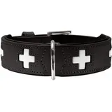 Hunter Swiss Hundehalsband, Leder, hochwertig, schweizer Kreuz, 50 (S-M), schwarz