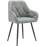 WOLTU Esszimmerstühle 1er Set, für Küche, Wohnzimmer, Schlafzimmer, ergonomische Küchenstühle gepolstert mit Armlehnen, Metallbeinen, Sitzfläche aus Vintage-Kunstleder, Grau