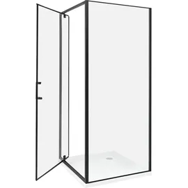 Beliani Duschkabine Einzeltür rechts 80 x 185 cm Schwarz/Sicherheitsglas