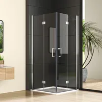 Eckeinstieg Duschkabine 70x80cm Doppel Falttür Duschabtrennung, Goezes 80x70 cm Dusche Faltbar Duschkabine 6mm Nano ESG Sicherheitsglas, Eckdusche Glas Easy-Clean Komplettdusche Höhe 195cm