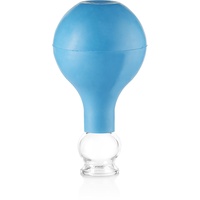 PULOX Schröpfglas aus Echtglas mit Saugball in Blau, 25mm - Medizinische Profi-Schröpfgläser