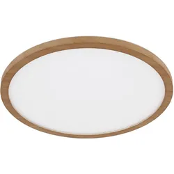 Deckenleuchte Badezimmer Badezimmerleuchte Holzoptik Deckenlampe dimmbar Bad, Backlight, 1x LED 18W 1600Lm warmweiß, DxH 29,4x2,5 cm