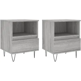 vidaXL Nachtschrank 2 Stk. 40 x 35 x 50 cm Grau