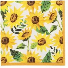 Papstar Servietten, 3-lagig 1/4-Falz 33 cm x 33 cm "Sunflowers" 200 Stück