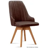 58 aufm Kessel Esszimmerstuhl Küchenstuhl drehbar (2er-Set) Dotti 52x91x60 Eiche geölt/Natur (Lieferung bis Verwendungsstelle, 8 St), Stabiles Gestell aus Massivholz pflegeleichter Bezug aus Microfaser braun