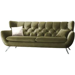 KAWOLA Sofa CHARME 3-Sitzer Velvet oliv