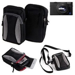 K-S-Trade Kameratasche für Sony Cyber-shot DSC-RX100 VII, Fototasche Gürtel-Tasche Holster Umhänge Tasche Kameratasche grau|schwarz
