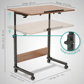 aktivshop Büro- und Beistelltisch, höhenverstellbar 65,5-90 cm, mit Rollen, Holz-Optik