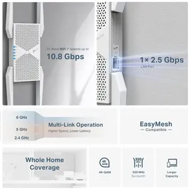 TP-Link RE655BE Tri-Band Wi-Fi 7 5764 Mbit/s weiß