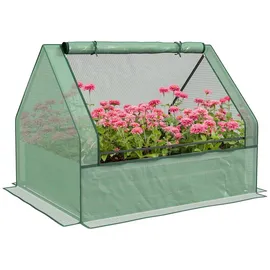 Outsunny Mini Gewächshaus mit Gartenbeet grün 125L x 95B x 92H cm