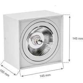 Spectrum Deckenstrahler weiß AR111 GU10 IP20 Quadratisch