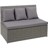 Mendler Poly-Rattan 2er Sofa HWC-G16, Lounge-Gartenbank Sitzbank Sessel, Gastronomie 120cm grau, Kissen dunkelgrau