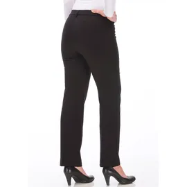 KjBrand Stoffhose "Hose Bea in Bi-Stretch Kammgarnoptik mit Bügelfalte", Damen, Gr. 24, K-Gr, schwarz, Web, Obermaterial: 63% Polyester, 35% Viskose, 2% Elasthan, unifarben, weit, unten schmal normal, Hosen Stoffhose, Sommerhose, ideal für kräftige Oberschenkel