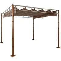 Mendler Pergola HWC-L42, Garten Pavillon Terrassenüberdachung, stabiles 7cm-Metall-Gestell 3x3m