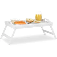 Relaxdays Betttablett weiß 61,5 x 30,0 cm