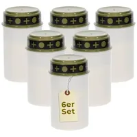 6er Grablichter LED Batteriebetrieben Set Grabkerzen LED für draußen Friedhofskerzen lange Leuchtdauer Gedenklichter Wetterfest Tiergedenken Flacker