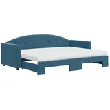 vidaXL Tagesbett Ausziehbar mit Matratzen Blau 80x200 cm Samt