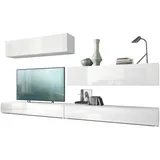 Vladon Wohnwand, Weiß Hochglanz, Holzwerkstoff, 279x147x39 cm, Wohnzimmer, Wohnwände, Wohnwand-Sets