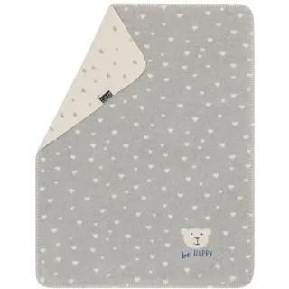 David Fussenegger Babydecke Mila mit Stick 'be happy' 75 x 100 cm Grau