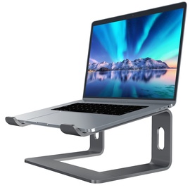 SOUNDANCE Laptop-Ständer, Aluminium-Computer-Erhöhung, ergonomischer Laptop-Ständer für den Schreibtisch, Metall-Halterung, kompatibel mit 10 bis 15,6 Zoll Notebook-Computern, Grau