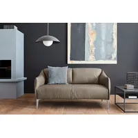 2-Sitzer W.SCHILLIG "sally", braun (stone z59), B:154cm H:78cm T:84cm, Longlife Xtra-Leder Z59: Glattleder mit modischer Prägung. Hautstärke 0, 9 - 1, 1 mm., Sofas, mit Metall-Winkelfüßen in Chrom glänzend, Breite 154 cm