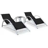 vidaXL Sonnenliegen Set 2-tlg. Schwarz