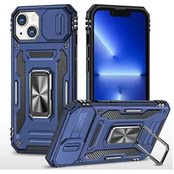 Hülle Handy Schutz für Apple iPhone 15 Case Cover Kamera Ständer Etuis Bumper