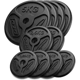 Marbo Sport Hantelscheiben aus Gusseisen Slim Guss Hantelscheiben-Set Gewichte mit ø30/31 mm Bohrung | 4x5kg+2x2,5kg+4x1,25kg