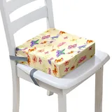 Surwin Rutschfeste Sitzerhöhung Stuhl Kind Sitzkissen Stuhl mit Sicherheits Schnalle, Sitzkissen Kinder Tragbare Sitzerhöhung Zerlegbar Baby Sitzhilfe 3D-Schmetterling (Beige,32x32x8cm)