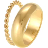 Elli PREMIUM Bandring 2er Set Basic Twisted Gedreht 925 Silber 56 Damen