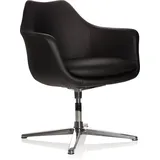 HJH Office Loungesessel Artemia Kunstleder 64 x 56 x 77 cm Schwarz mit Fußkreuz aus Metall