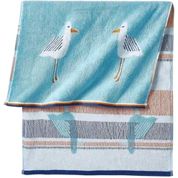 bonprix Handtuch mit Möwen Design, blau, 70x140 cm, mit Baumwolle