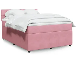 vidaXL Boxspringbett mit Matratze Rosa 140x200 cm Samt