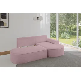 altdecor Eckcouch Cord mit Schlaffunktion 2-Sitzer Rosa