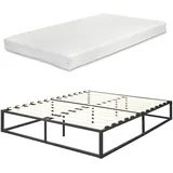 [en.casa] Metallbett Kreta 140x200 cm mit Kaltschaummatratze Schwarz