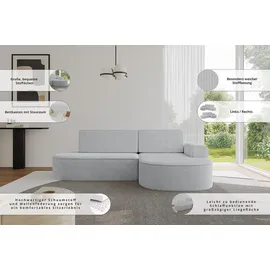altdecor Eckcouch Cord mit Schlaffunktion 2-Sitzer Rosa