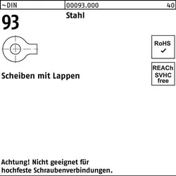 Unterlegscheibe DIN 93 Lappen 31 Stahl 50 Stück