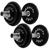 MOVIT Hantel-Set Kurzhanteln PRO 2er Set, Gusseisen Hanteln, (Set, mit Kurzhantelstangen), Stange 30mm, Griff gerändelt, Sternverschlüsse, Modellwahl 20kg - 60kg 2x 10kg Set