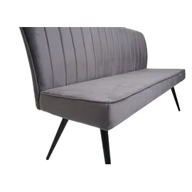 Mendler Esszimmer-Set HWC-K16, 2er-Set Stuhl+Sitzbank Esszimmergruppe Sitzgruppe Esszimmergarnitur, Samt Metall - dunkelgrau